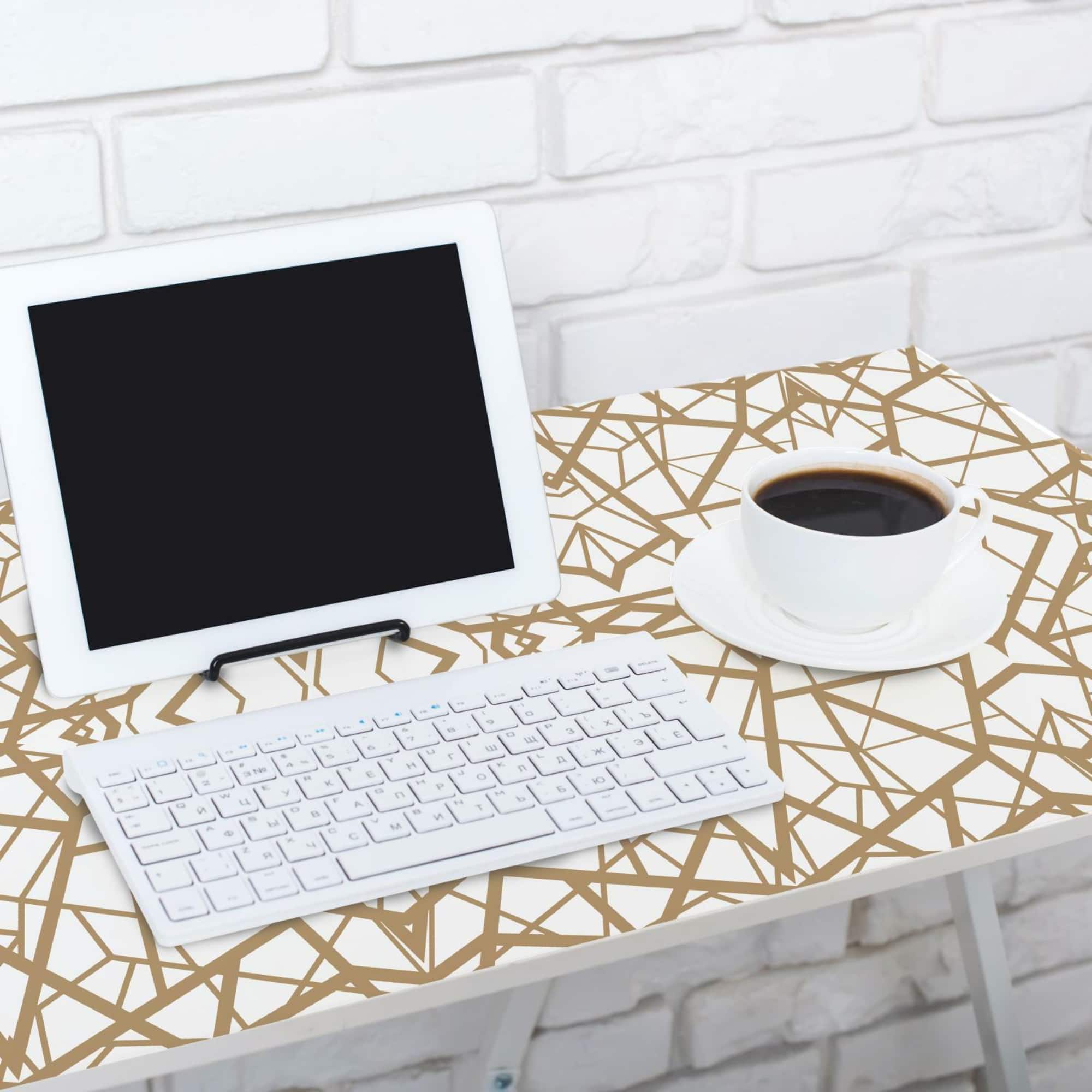 RoomMates White & Gold Shatter Geometric Peel & Stick Wallpaper